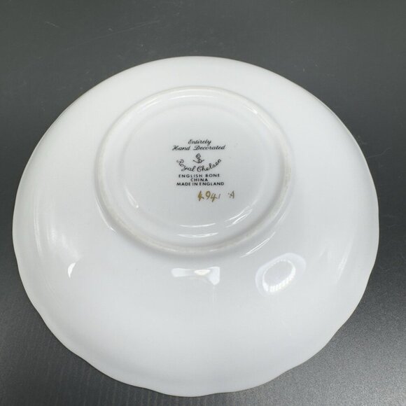 Royal Chelsea Fine English Bone China Teacup and Saucer Set Hand Decorated VTG - Picture 15 of 16
